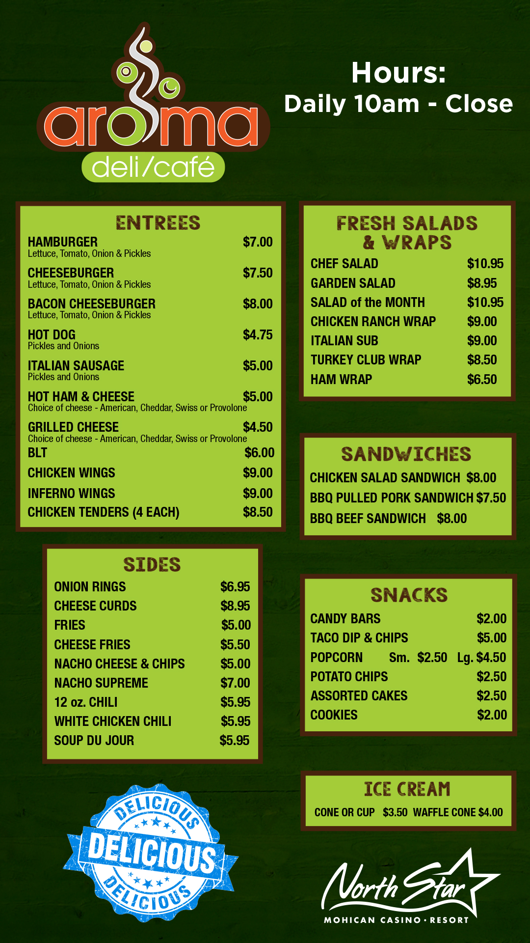 Aroma Deli Menu updated December 1, 2024