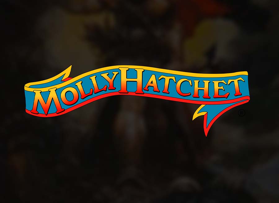 "Molly Hatchet" logo over dark background